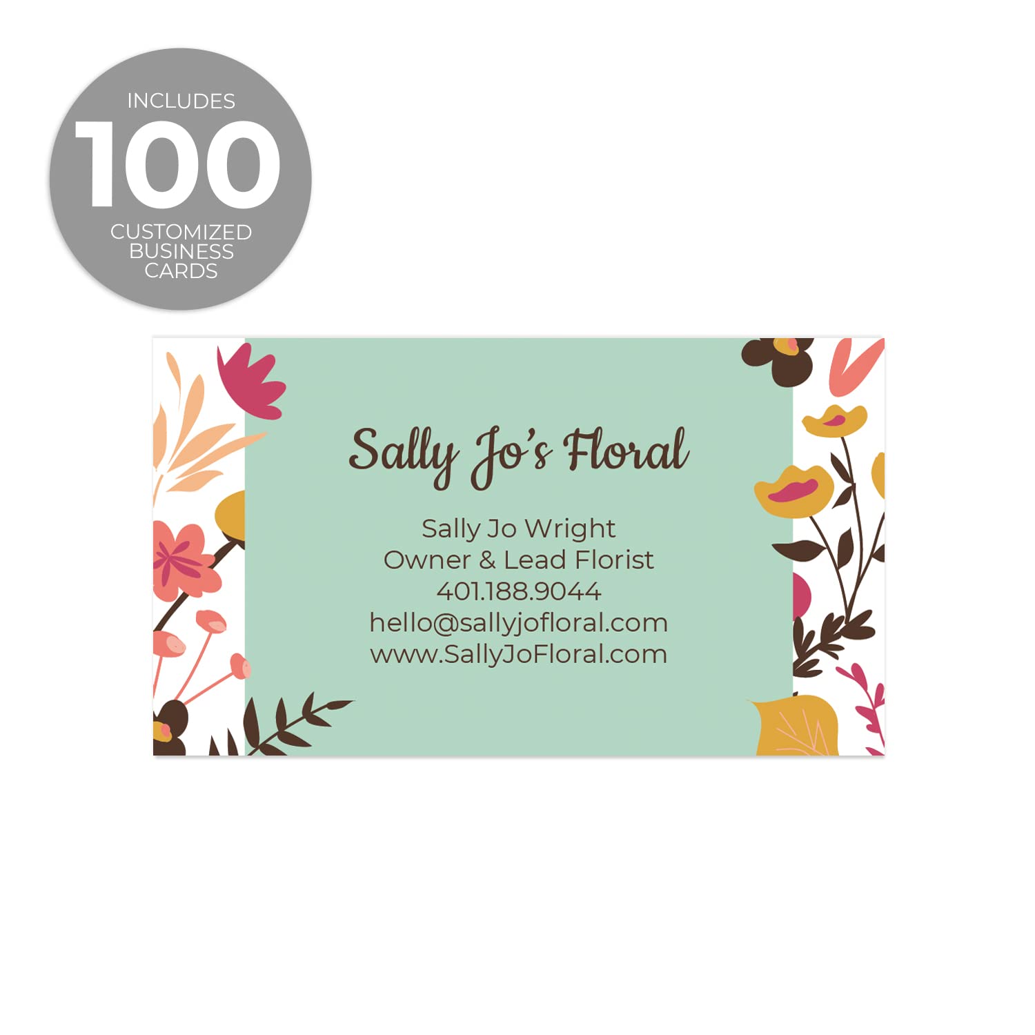 Vibrant Modern Floral Custom Business Cards - 100 Personalized Premium Quality 2