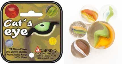 Premium Cat's Eye TRI-Color Marbles Set - 1 Shooter & 24 Player Marbles for Kids Games, Collectors & Home Decor | Classic Glass Marbles for Ringer Game, Chinese Checkers & DIY Crafts