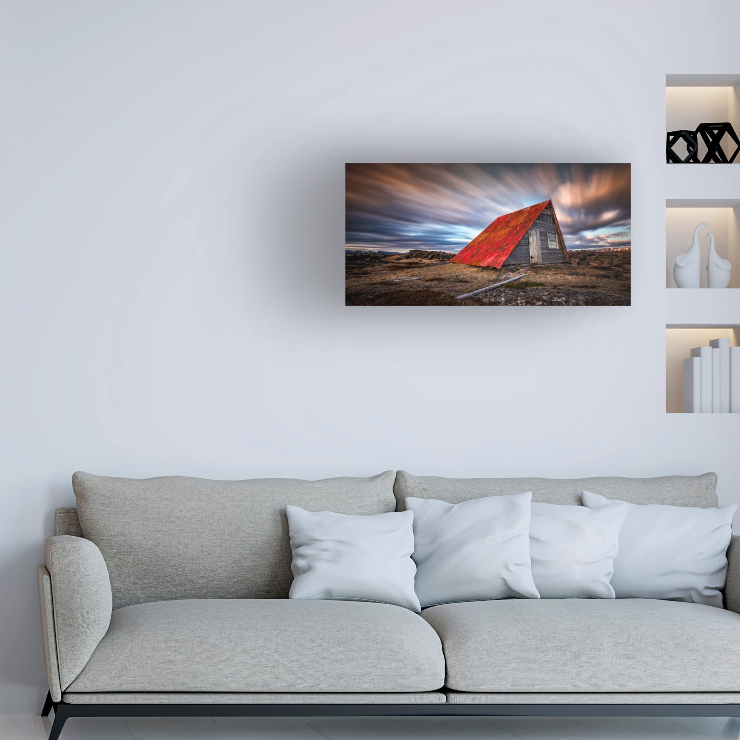 Trademark Fine Art 'Barn' Canvas Wall Art by Sus Bogaerts - Countryside Landscape Painting for Farmhouse & Rustic Home Decor