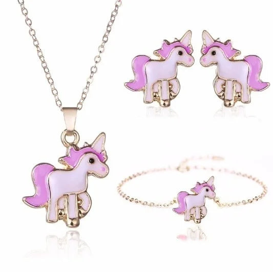 Unicorn Necklace and Earrings Set - Cute Fantasy Jewelry for Women & Girls - Perfect for Birthday Gifts, Cosplay, and Fairy-Themed Parties