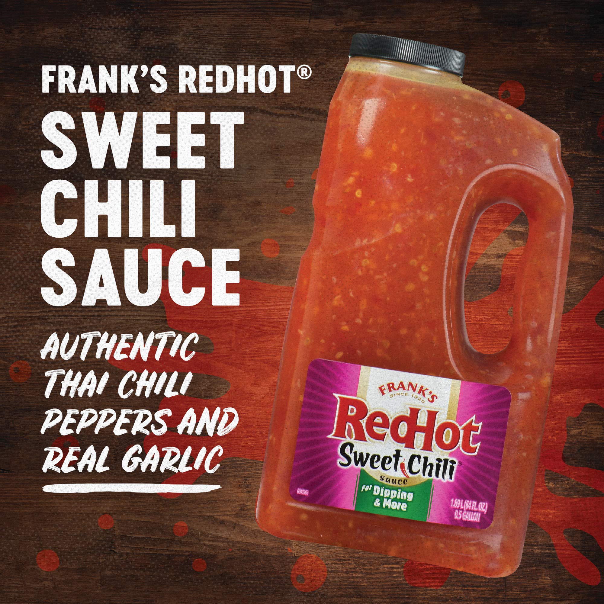 Frank's RedHot Sweet Chili Sauce - 0.5 Gallon Bulk Hot Sauce for Wings, Pizza, Sandwiches & Stir Fry | Spicy Glaze for BBQ, Tacos, Burgers & Asian Cuisine