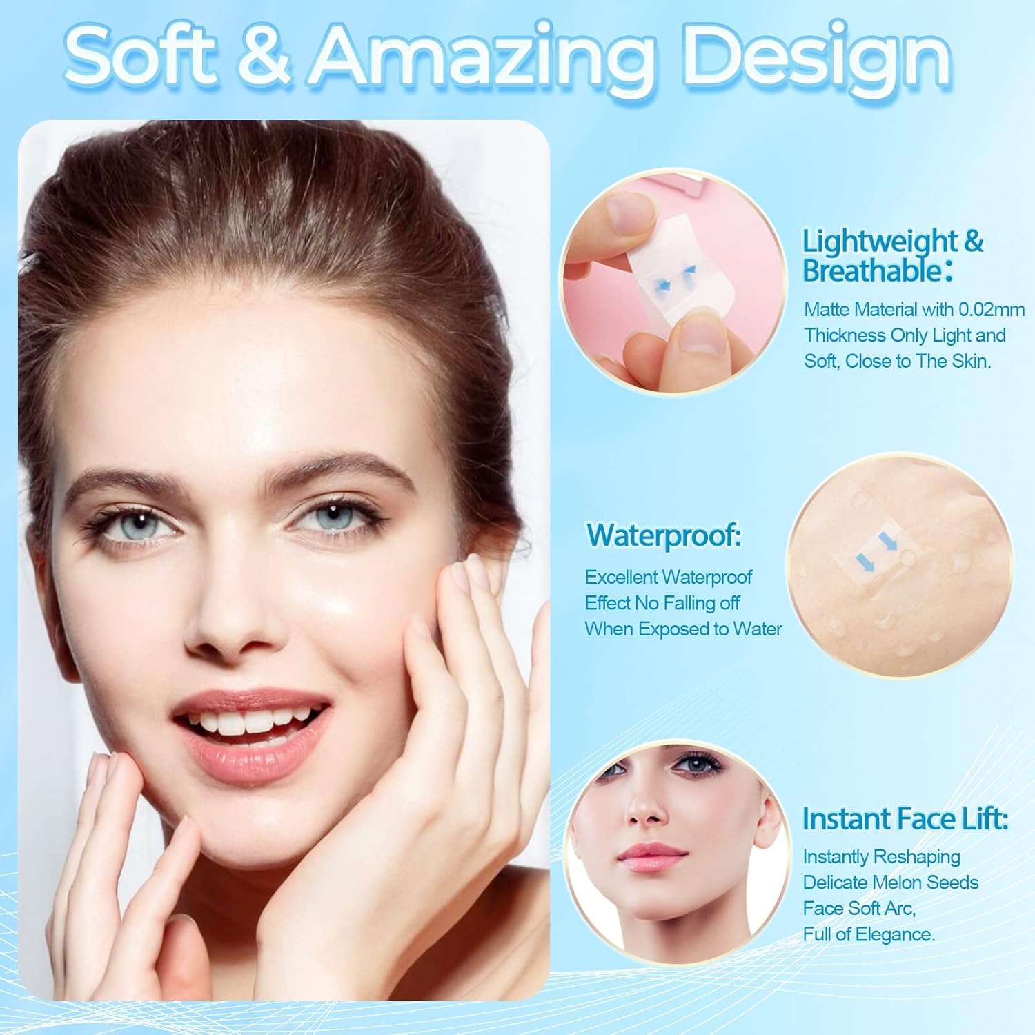 100PCS Invisible Face Lift Tape - Instant Tightening for Double Chin, Neck & Jowls | Reusable Facial Lifting Stickers for Skin Firming & Beauty Enhancement | Perfect for Daily Use, Special Occasions & Photo Shoots