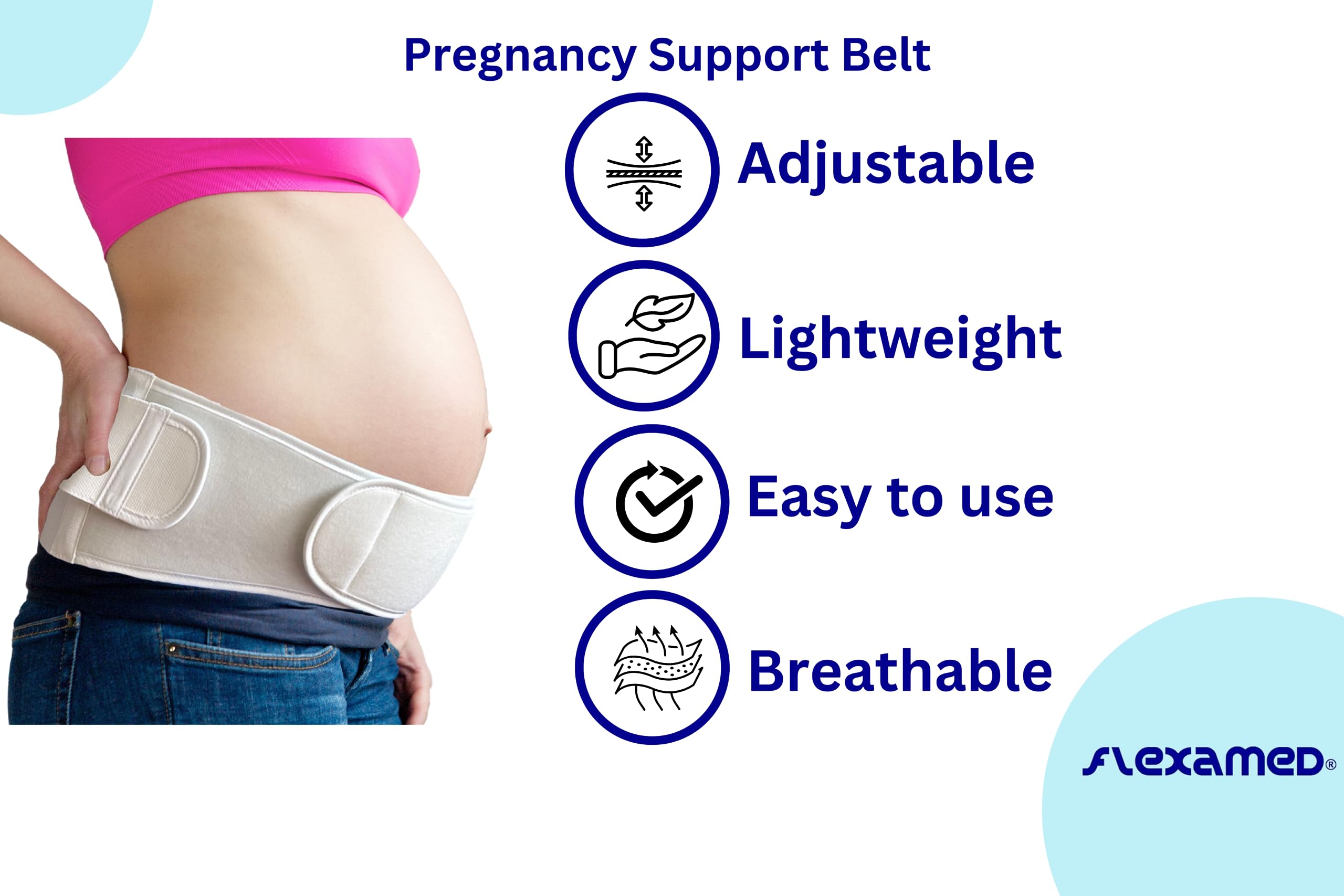 FlexaMed Adjustable Pregnancy and Back Support Brace 6 Inch - Medium for Maternity Comfort & Posture Correction - Ideal for Pregnancy, Postpartum & Lower Back Pain Relief