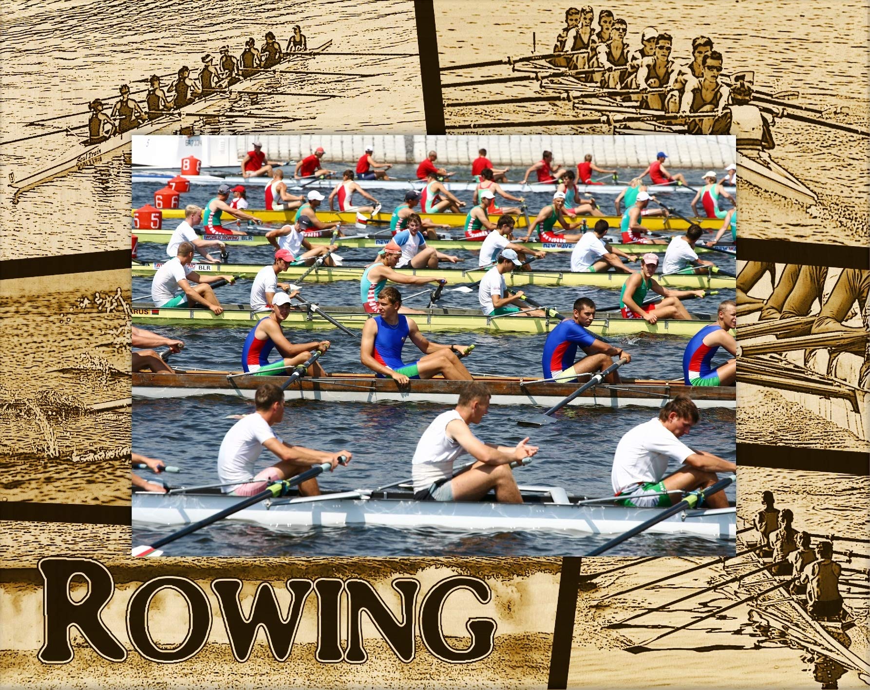 Personalized Rowing Laser Engraved Wood Picture Frame 5x7 Inches - Perfect for Sports Memorabilia, Office Decor & Gift Ideas