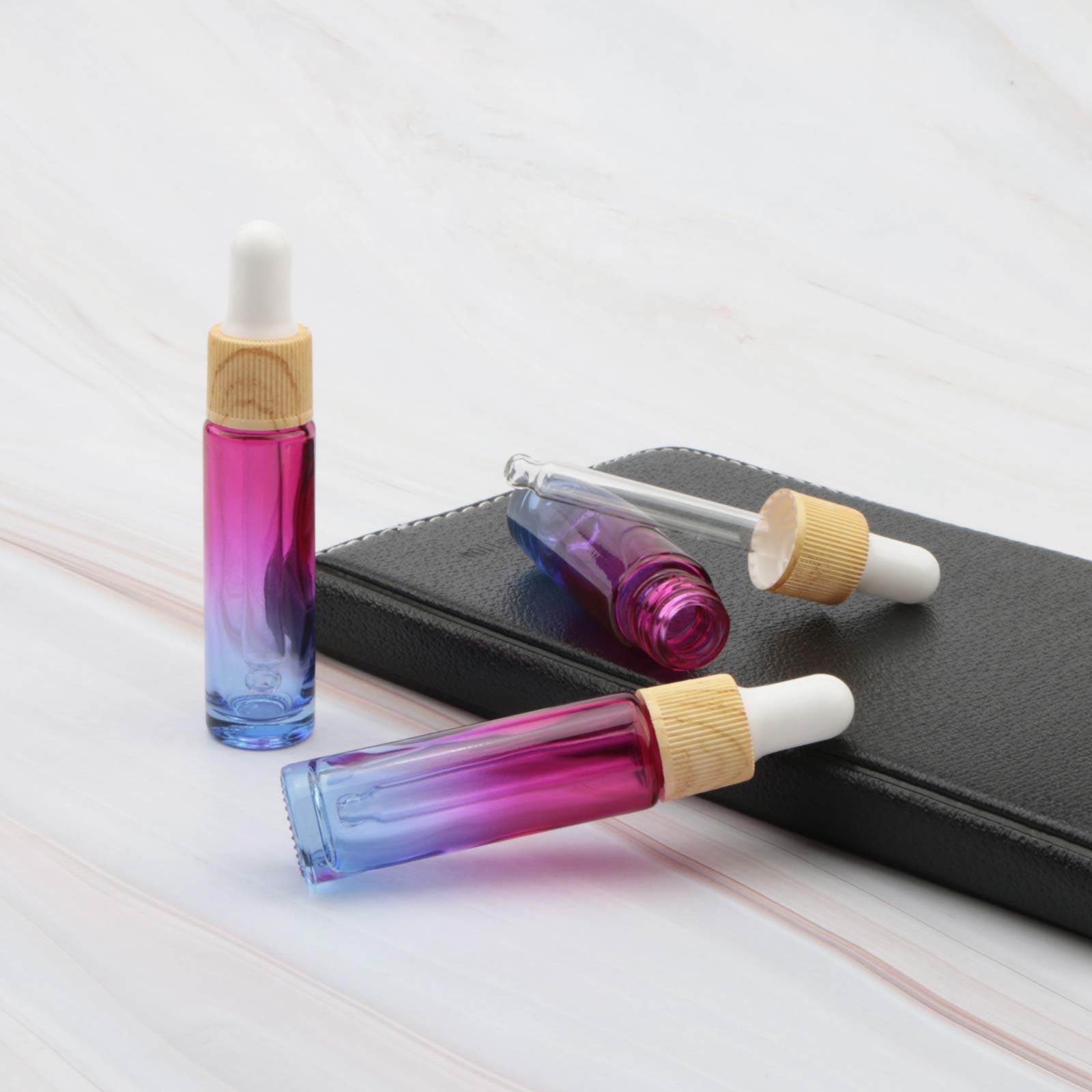 Kesell 10ml Glass Dropper Bottles 10-Pack - Rose Blue Gradient Essential Oil Bottles with Eye Droppers | Travel-Sized Empty Containers for Perfume Oils, DIY Blends & Aromatherapy | Perfect for Home, Office & On-The-Go Use