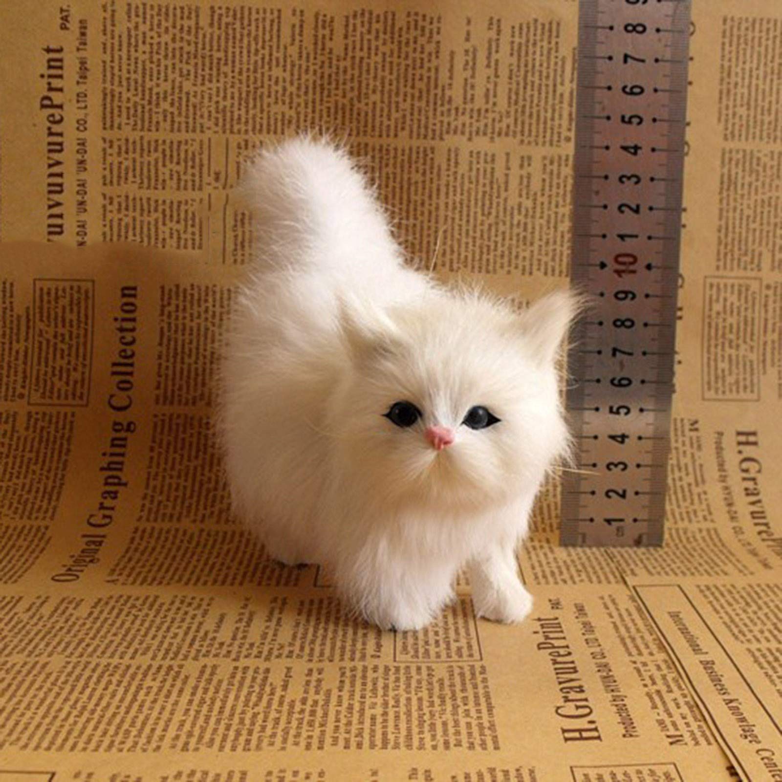 Realistic Plush Cat Toy - Lifelike Simulation Substitute Cat, Soft Furry Animal Doll for Kids Bedroom Decor, Cute Stuffed Animal Model for Home Decoration | Perfect Gift for Cat Lovers, Nursery Room Decor & Stress Relief Companion