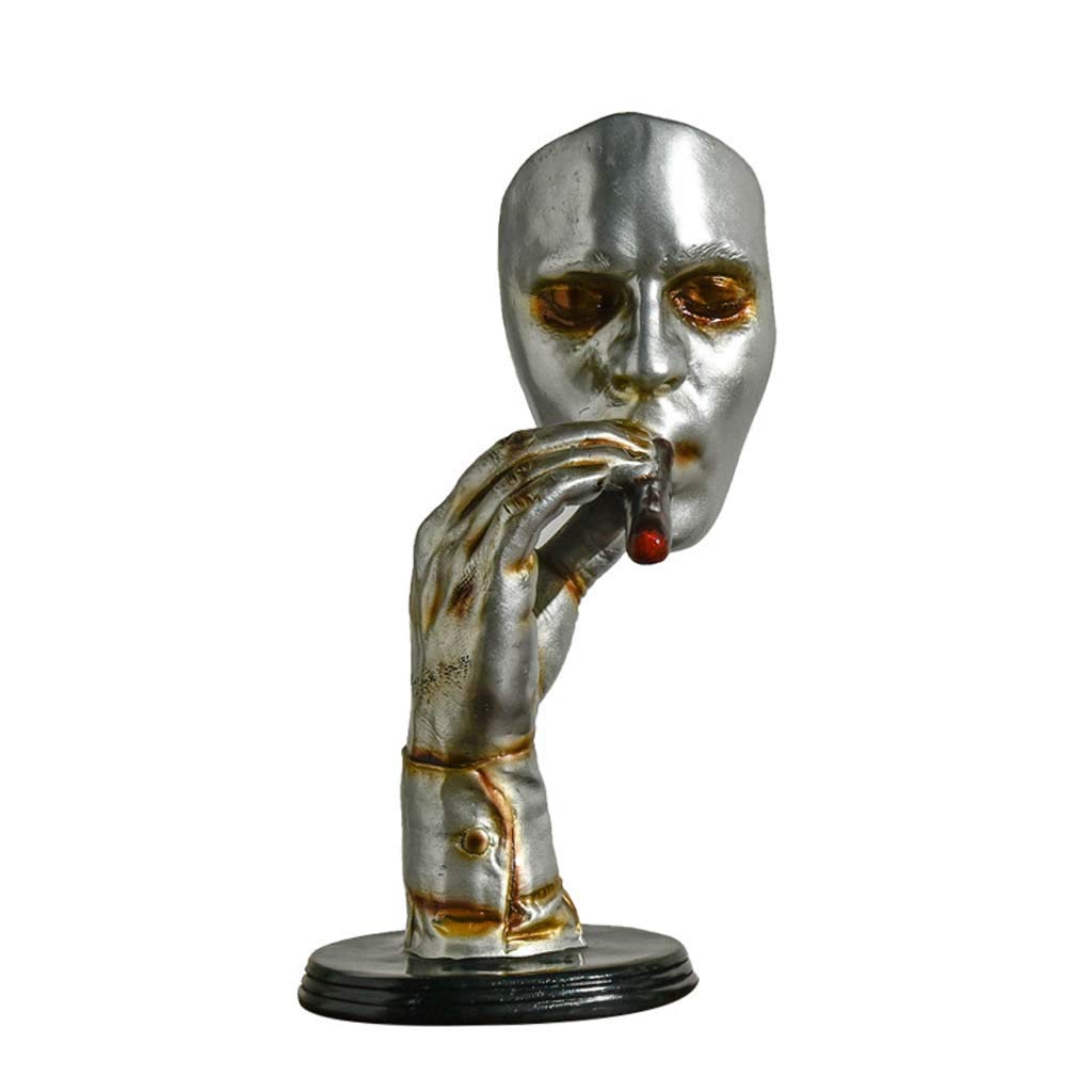 LIUSHI Modern Abstract Resin Smoker Statue - 14.2 Inch Office & Home Decor for Wine Cabinets, Bookshelves, and Desktops | Unique Gift Idea for Collectors & Interior Design