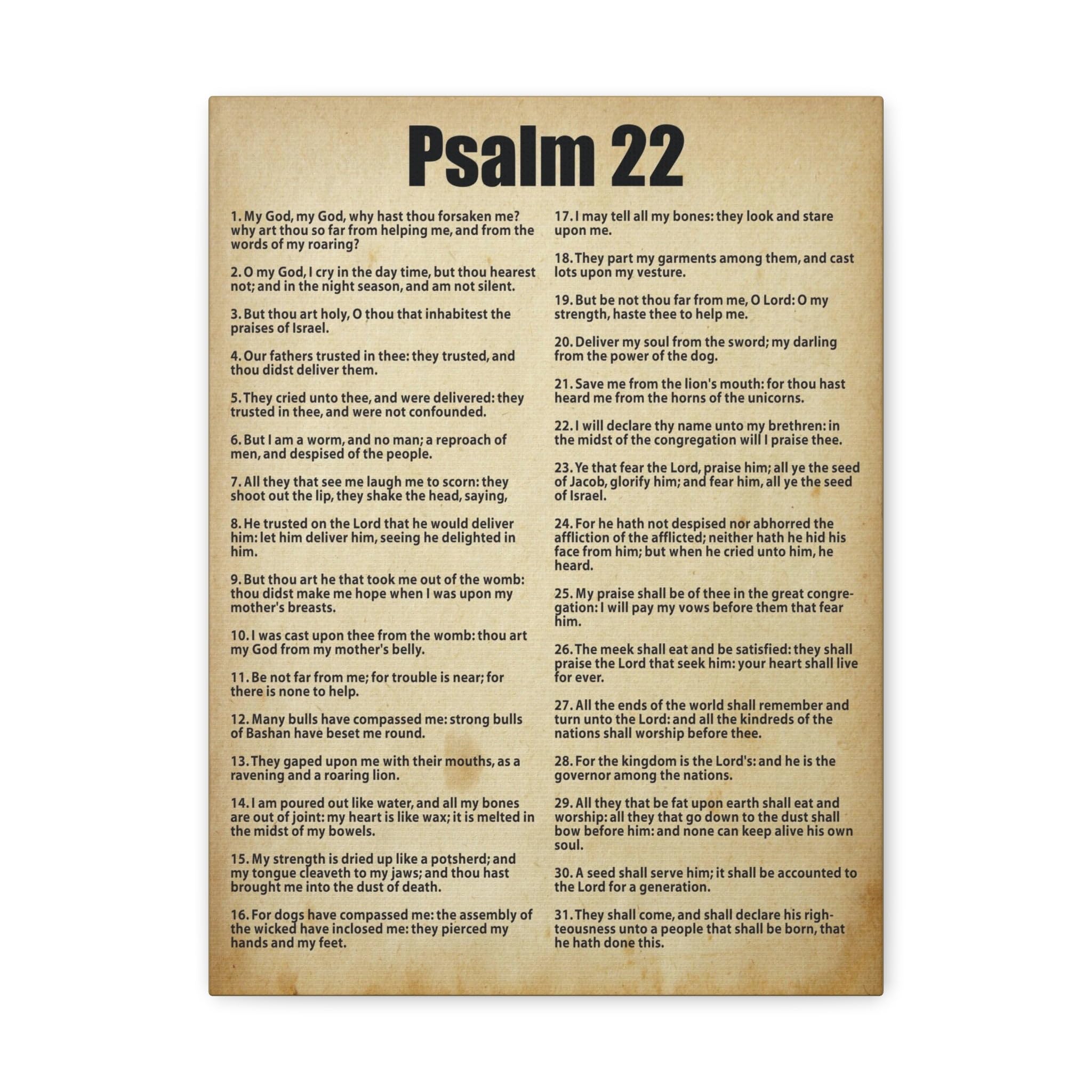 Christian Bible Verse Canvas Art - Psalm 22 Scripture Wall Decor for Home & Church | Express God's Love, Perfect Gift for Weddings, Baptisms & Spiritual Encouragement