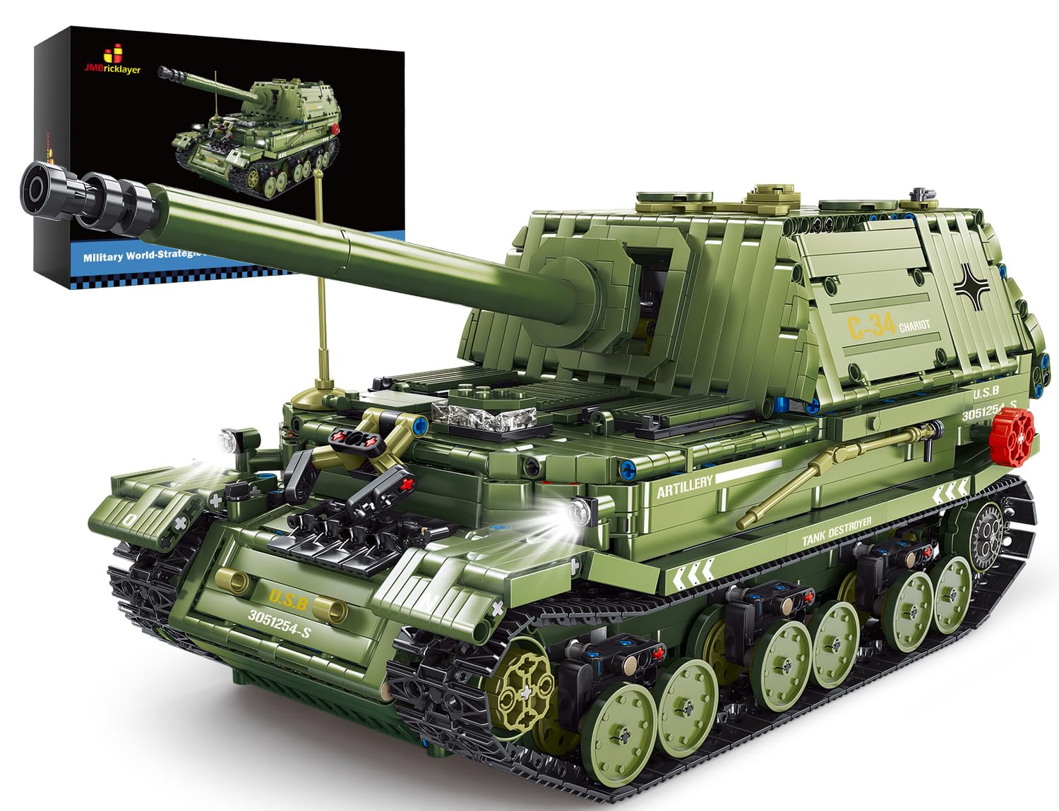 JMBricklayer Military Tank Destroyer Building Kit - 2,436-Piece WW2 Army Battle Truck Model Set for Adults & Teens | Historical Collection Display | Perfect for War History Enthusiasts & DIY Builders | Great Gift for Birthday & Christmas