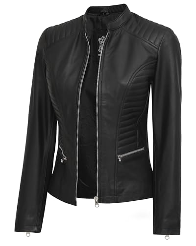 N185 - Black Leather Jacket Women