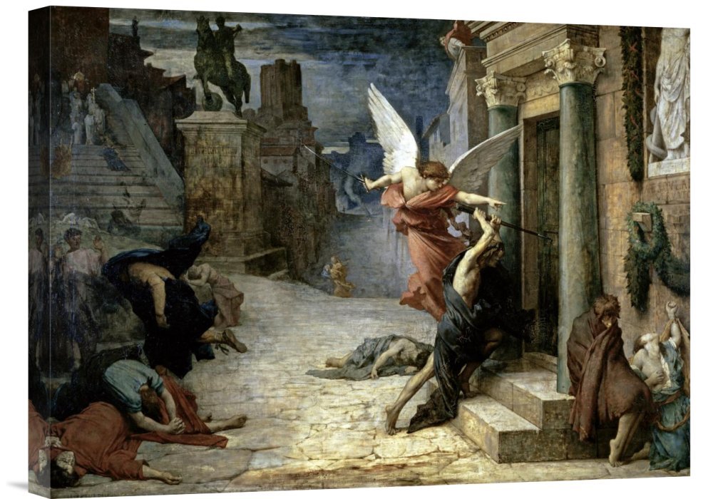 Angel of Death Wall Art Print - Jules-Elie Delaunay Peste A Roma Gallery Wrap Giclee Canvas - Premium Home & Office Decor for Living Room, Bedroom or Study