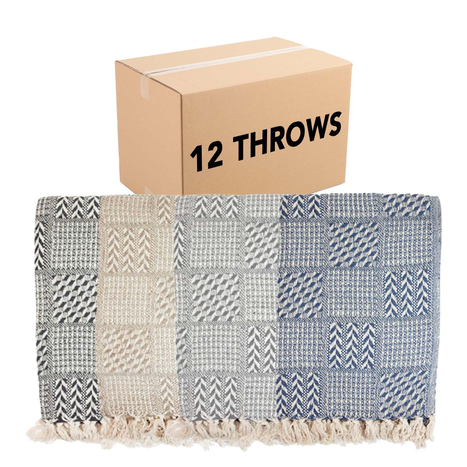 Arkwright 100% Cotton Reversible Blanket - Pack of 12 All-Season Lightweight Throws (50