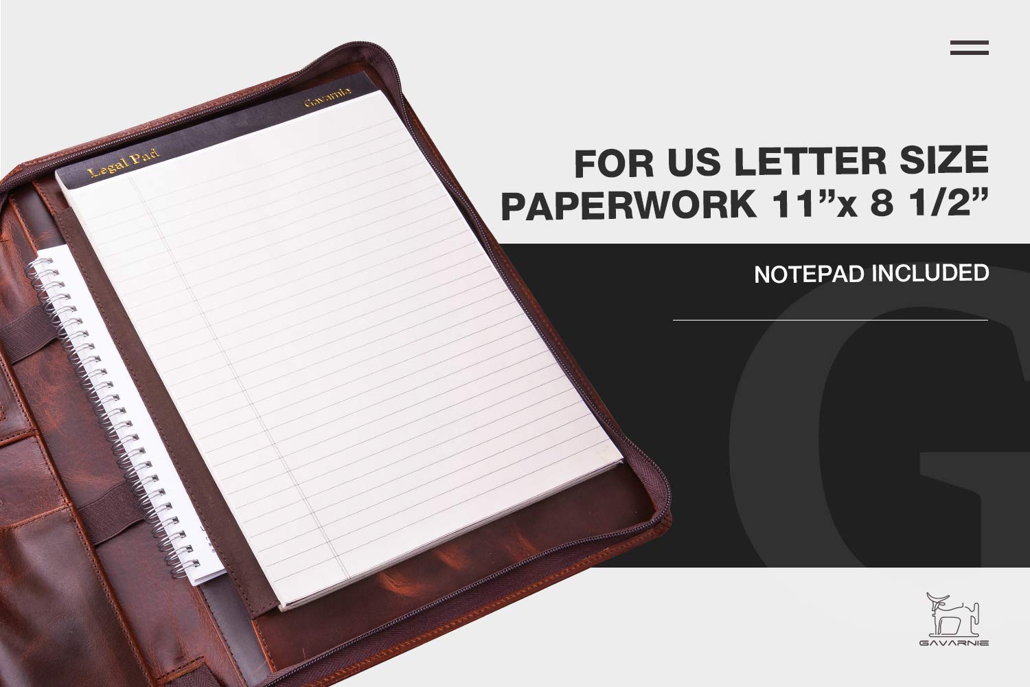 Premium Genuine Leather Professional Business Portfolio Padfolio with Zipper for Men - Executive Organizer for Meetings, Travel & Office - Includes Notepad - Perfect Graduation Gift & Corporate Present (Oil Wax Finish)