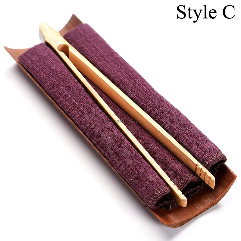 Premium Bamboo Tea Tray Set with Towel and Clip - Perfect for Chinese Gongfu Tea Ceremony, Home Tea Brewing, and Relaxing Afternoon Tea Time