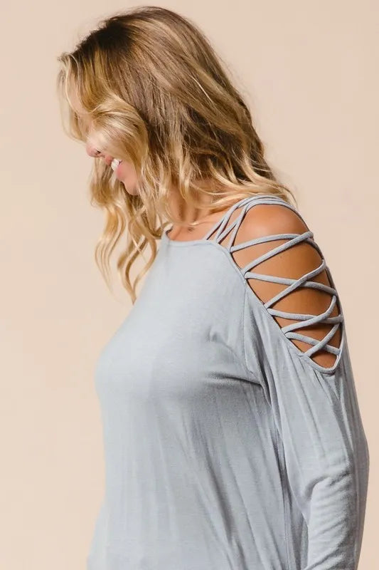 Stylish BiBi Jersey Knit One Shoulder Criss Cross Top for Women | Trendy Summer Blouse | Perfect for Beach Vacations, Date Nights & Casual Outings
