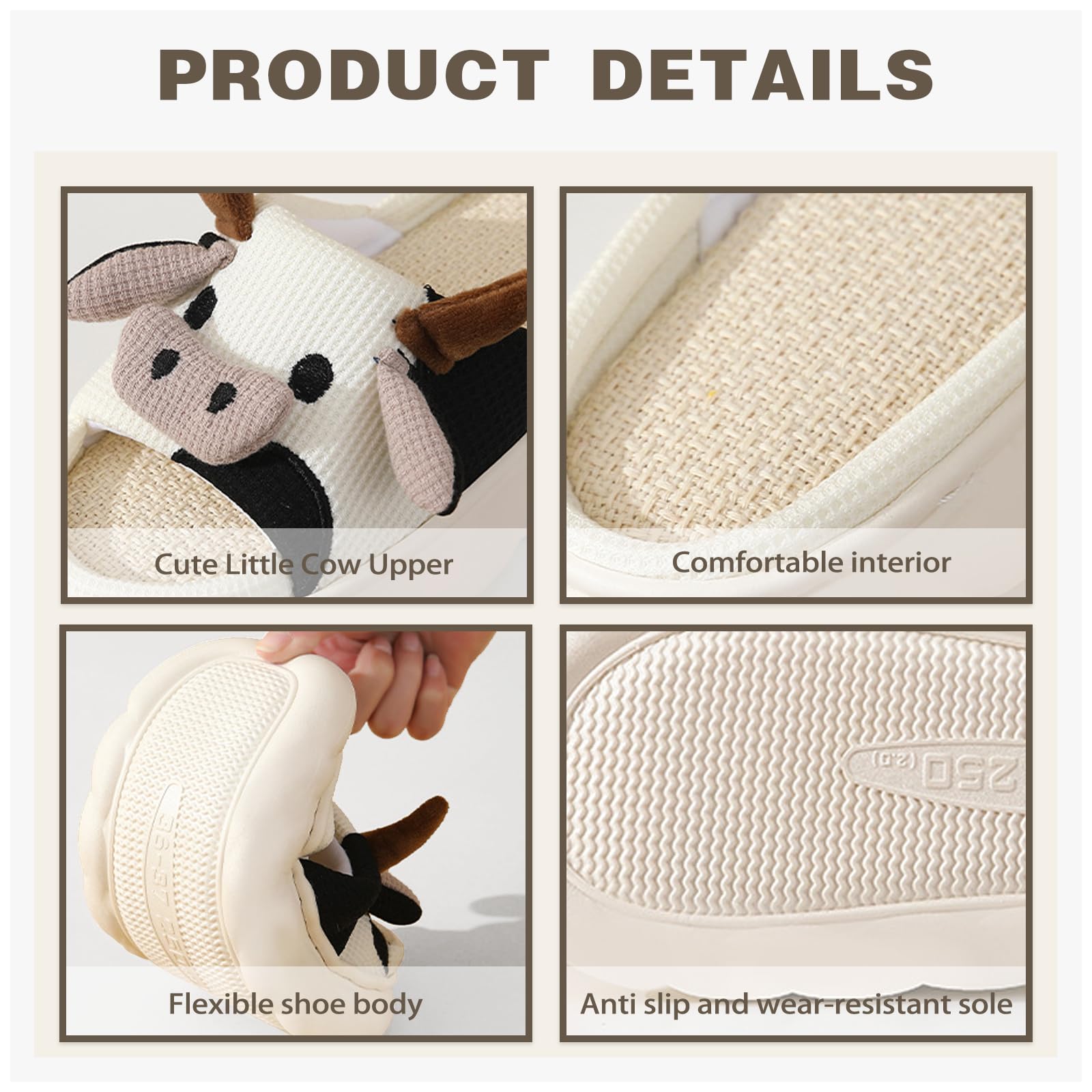 Fuzzy Cow Slippers for Women & Men - Warm Cozy Animal House Shoes with Cute Cartoon Design | Soft Fluffy Kawaii Slides for Indoor/Outdoor Use | Perfect Gift for Christmas, Lounge Wear & Cozy Home Relaxation