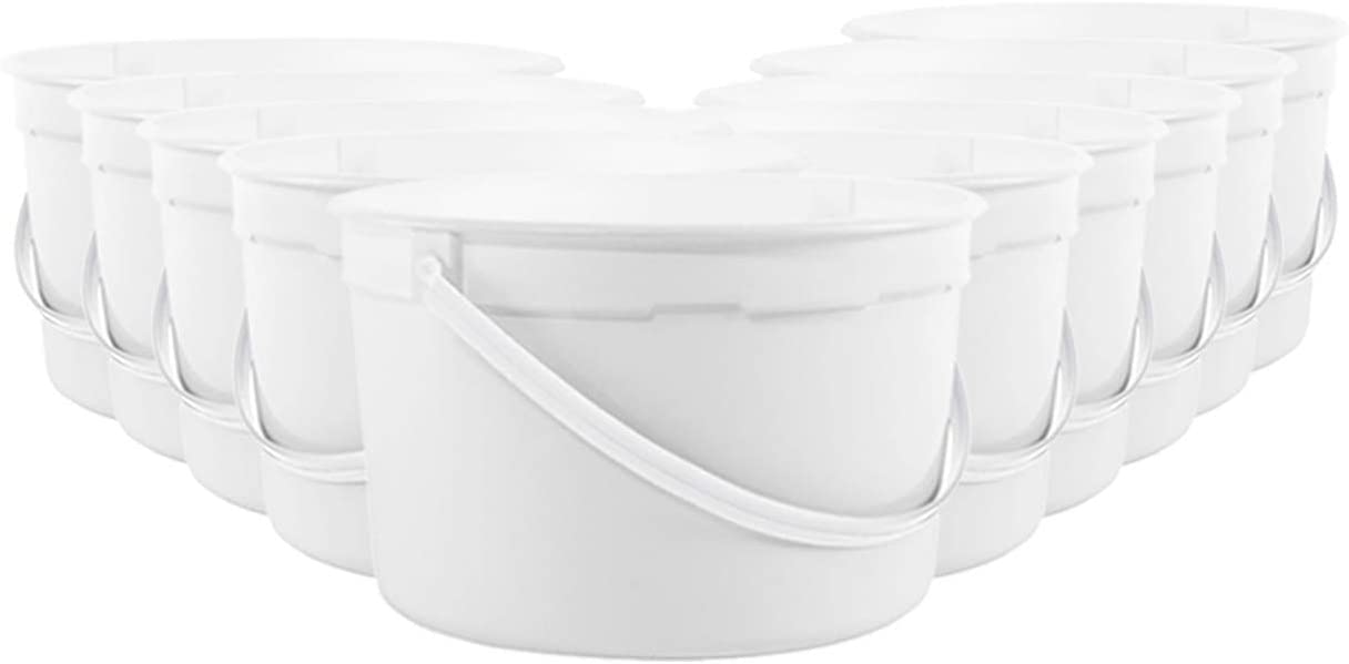 ePackageSupply 10-Pack 1 Gallon BPA-Free Food Grade HDPE Plastic Buckets with Lids - Freezer Safe Round Containers for Ice Cream, Soup & Food Prep - Made in USA | Perfect for Commercial Kitchens, Catering & Bulk Food Storage
