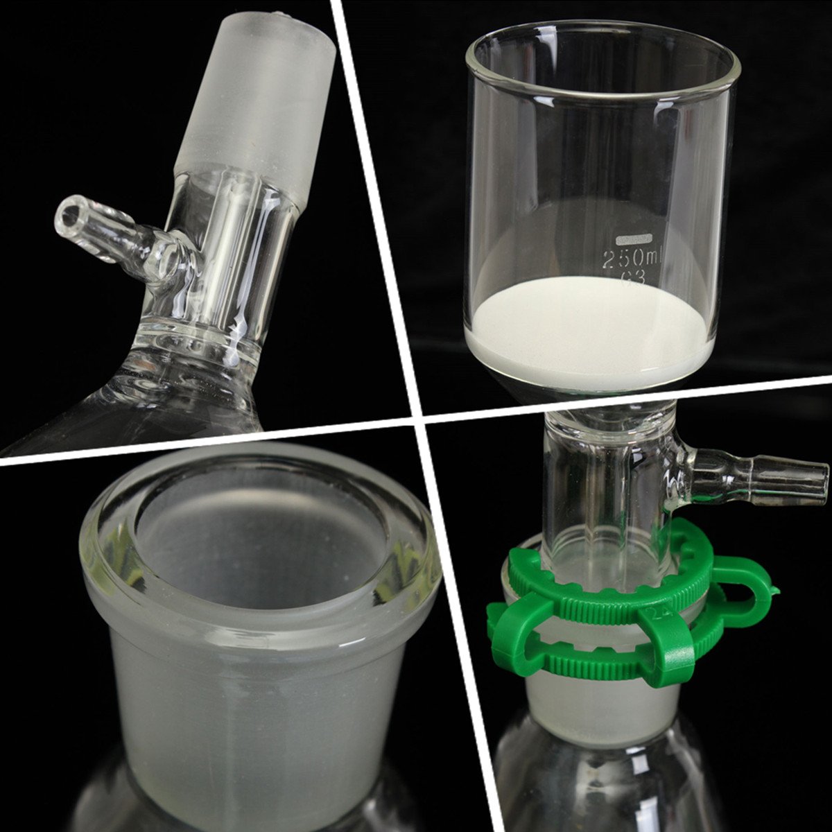 Glass Vacuum Filtration Kit - 250ml Buchner Funnel & 1000mL Flask for Lab Use