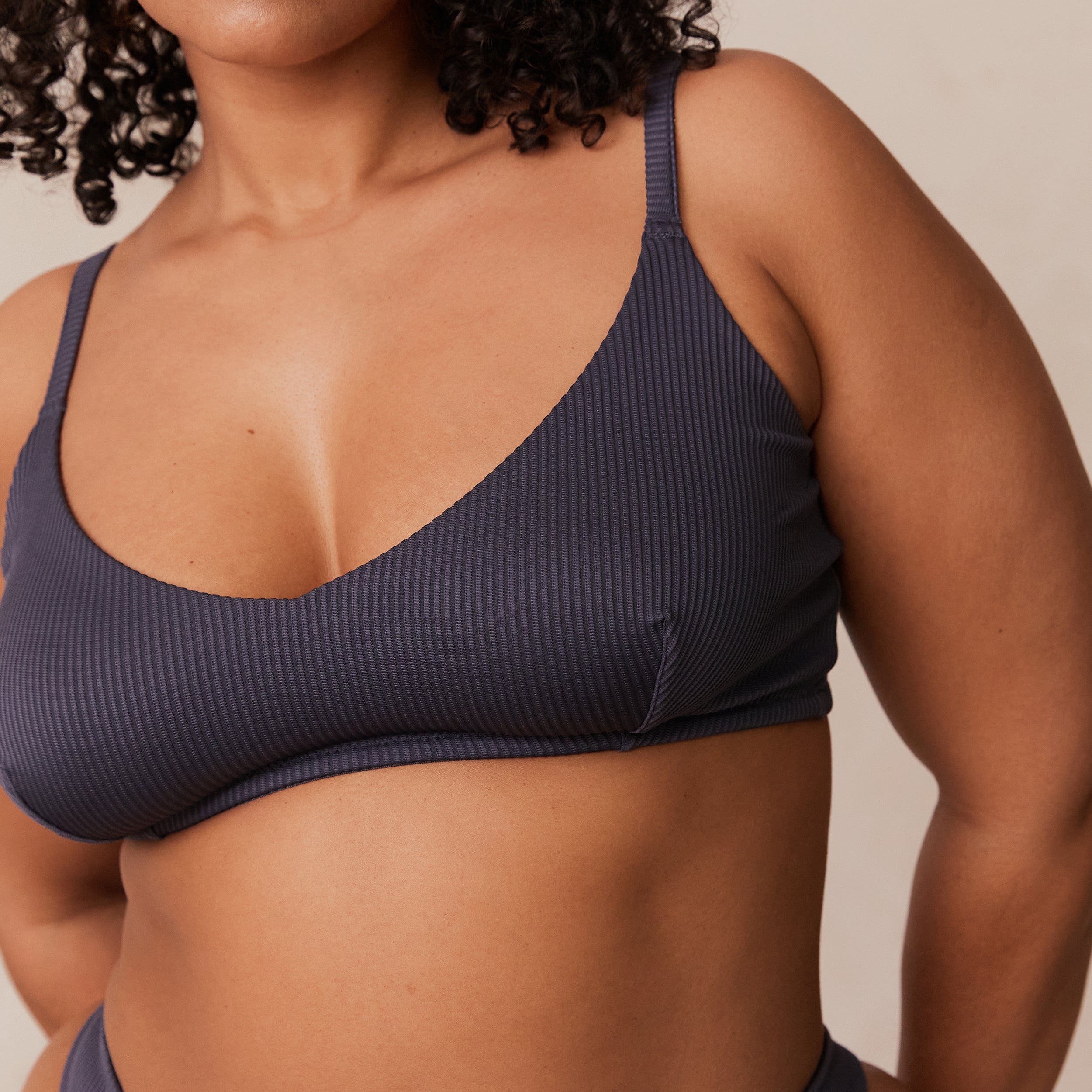 Ribbed Triangle Bra - Charcoal Blue | Comfortable & Stylish Bralette for Women | Perfect for Yoga, Lounge & Everyday Wear