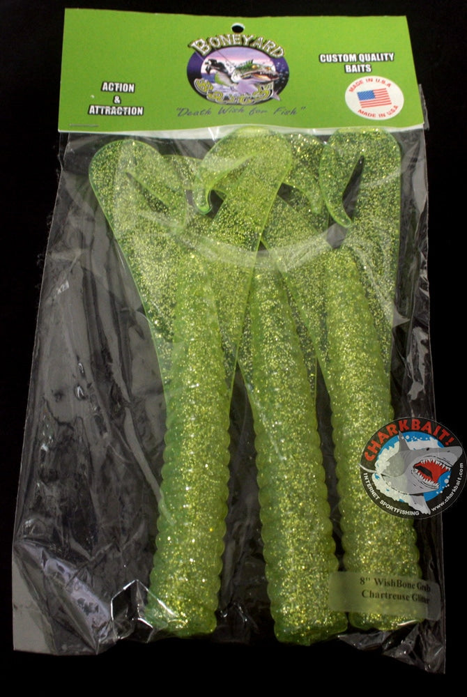 Boneyard Wish Bone 8 Twin Tail Grubs 3pk - Soft Plastic Fishing Lures for Bass, Trout & Walleye - Perfect for Freshwater & Saltwater Fishing