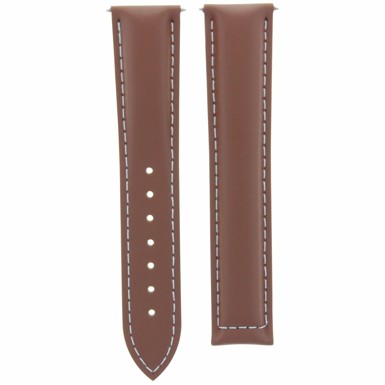 18mm Leather Watch Band for Omega Seamaster - Light Brown with White Stitching | Dress & Casual Wear