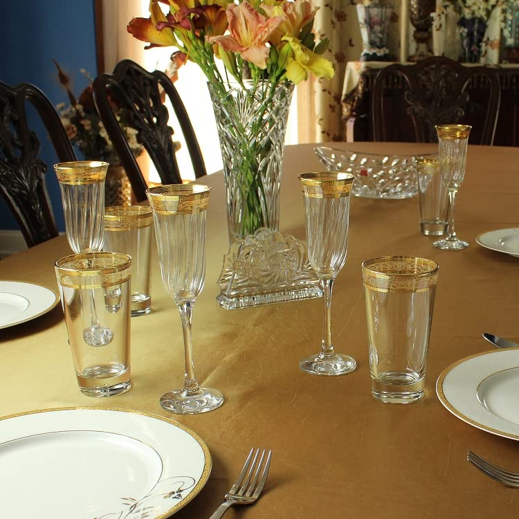 Elegant Modern Glass Drinkware Set - 6-Piece 9 oz Amber Champagne Flutes for Parties, Weddings & Special Events - Perfect for Hosting, Celebrations & Gift Giving