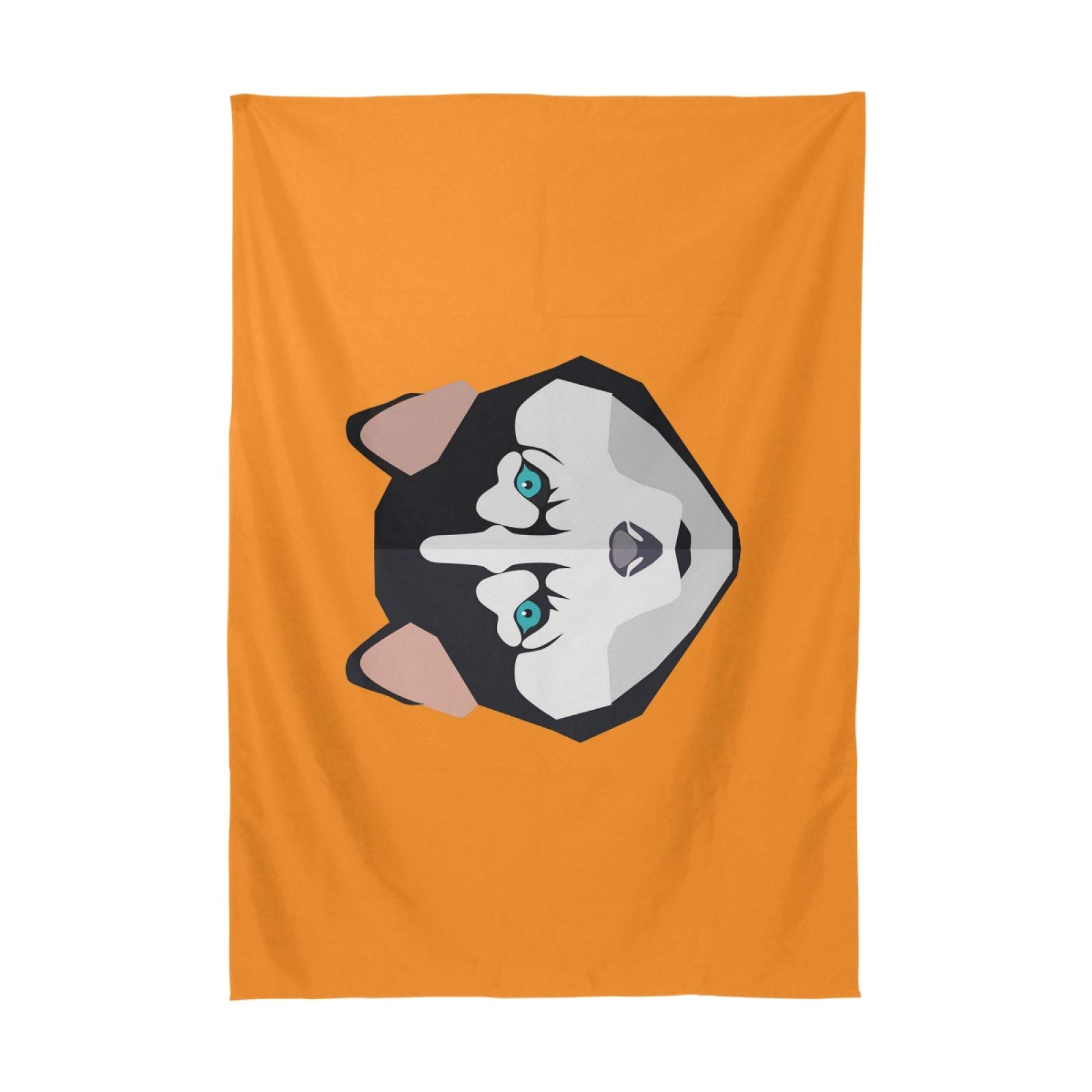Husky Dog Print Orange Rectangle Washable Spill-Proof Tablecloth - Durable Kitchen Dining Table Cover for Indoor & Outdoor Use - Perfect for Parties, Picnics & Daily Dining