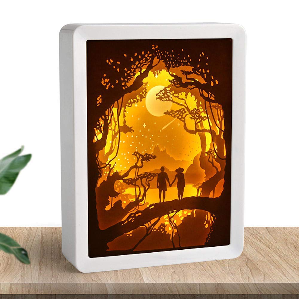ShiSyan 3D Shadow Paper Carving Art Desk Lamp - Handmade Engraved Night Light for Study, Reading & Bedroom Decor | Creative DIY Gift Idea for Home Office & Dorm Room Lighting