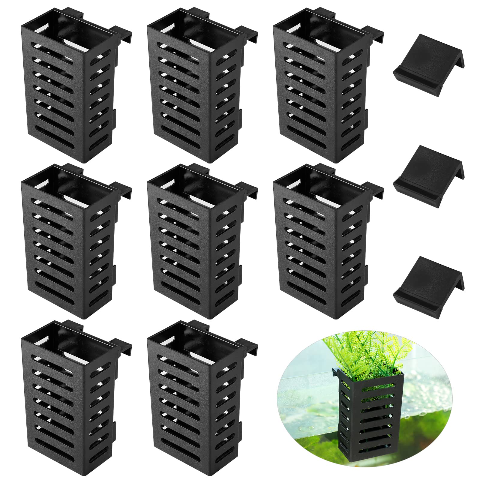 8 Pcs Aquarium Plant Holder Set - Hanging Aquatic Plant Pots with Different Sizes for Fish Tank Decor | Perfect for Aquascaping, Betta Fish Tanks & Underwater Gardens