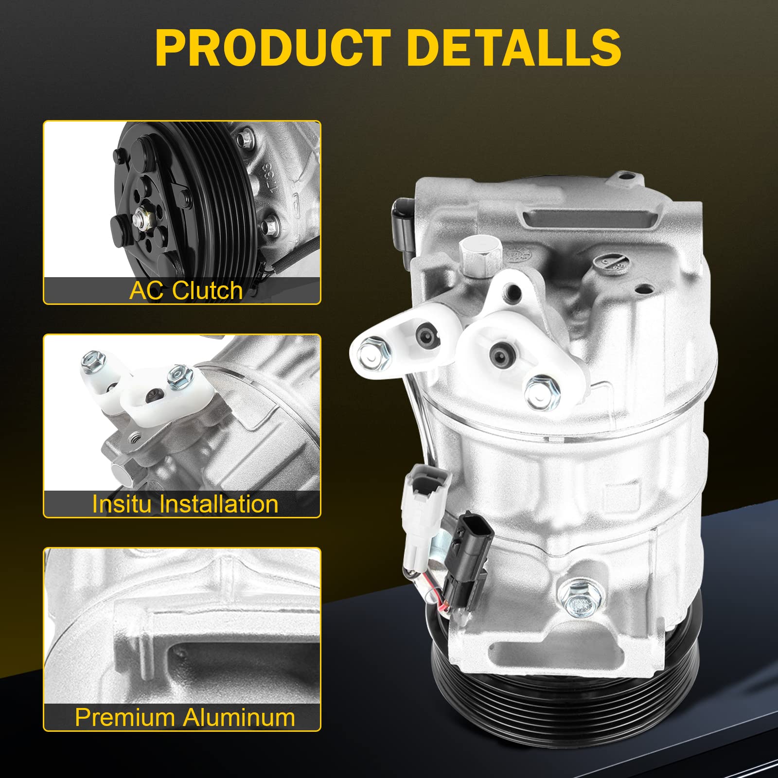 2013-2015 Nissan Sentra & Tsuru AC Compressor with Clutch (Part# 29072C) - Direct Fit Replacement for Car Air Conditioning System - Perfect for Summer Cooling & Road Trips