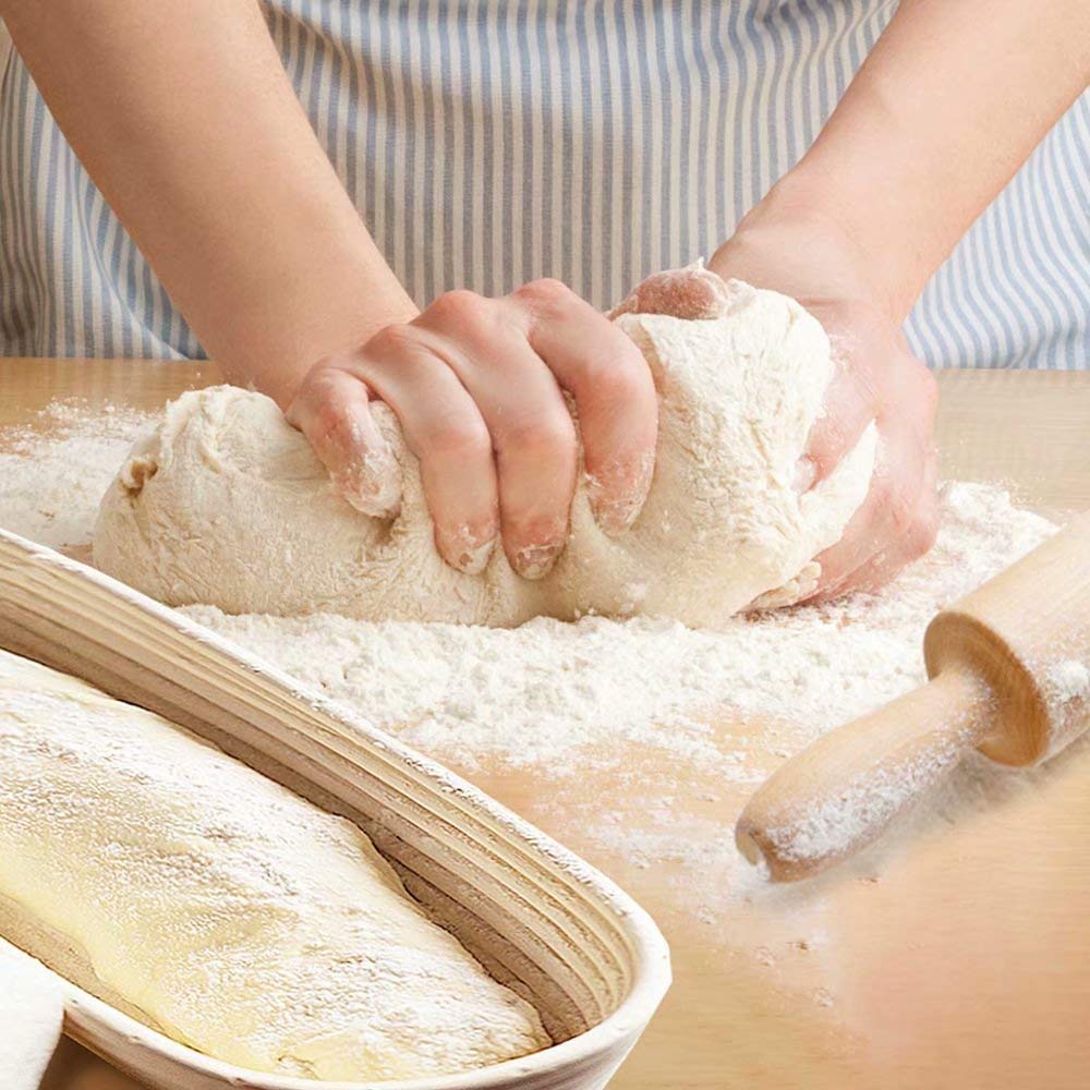 5 Inch Round Bread Banneton Proofing Basket with Linen Liner - Handmade Rattan Dough Rising Bowl for Sourdough Bread Baking | Perfect for Professional & Home Bakers (17x2 Inch) | Ideal for Artisan Bread Making, Kitchen Baking & Gift Giving
