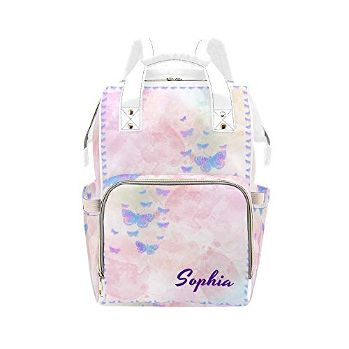 Personalized Watercolor Butterfly Diaper Backpack - Custom Name Baby Nappy Bag for Moms, Nursing Shoulder Tote & Gift | Perfect for Daycare, Travel & On-the-Go Parenting