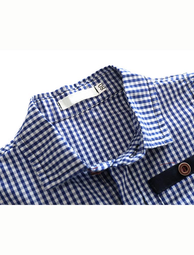 Adorable Baby Boys' Cotton Plaid Romper with Stitching - Soft & Comfortable for Playtime, Outings & Photo Shoots