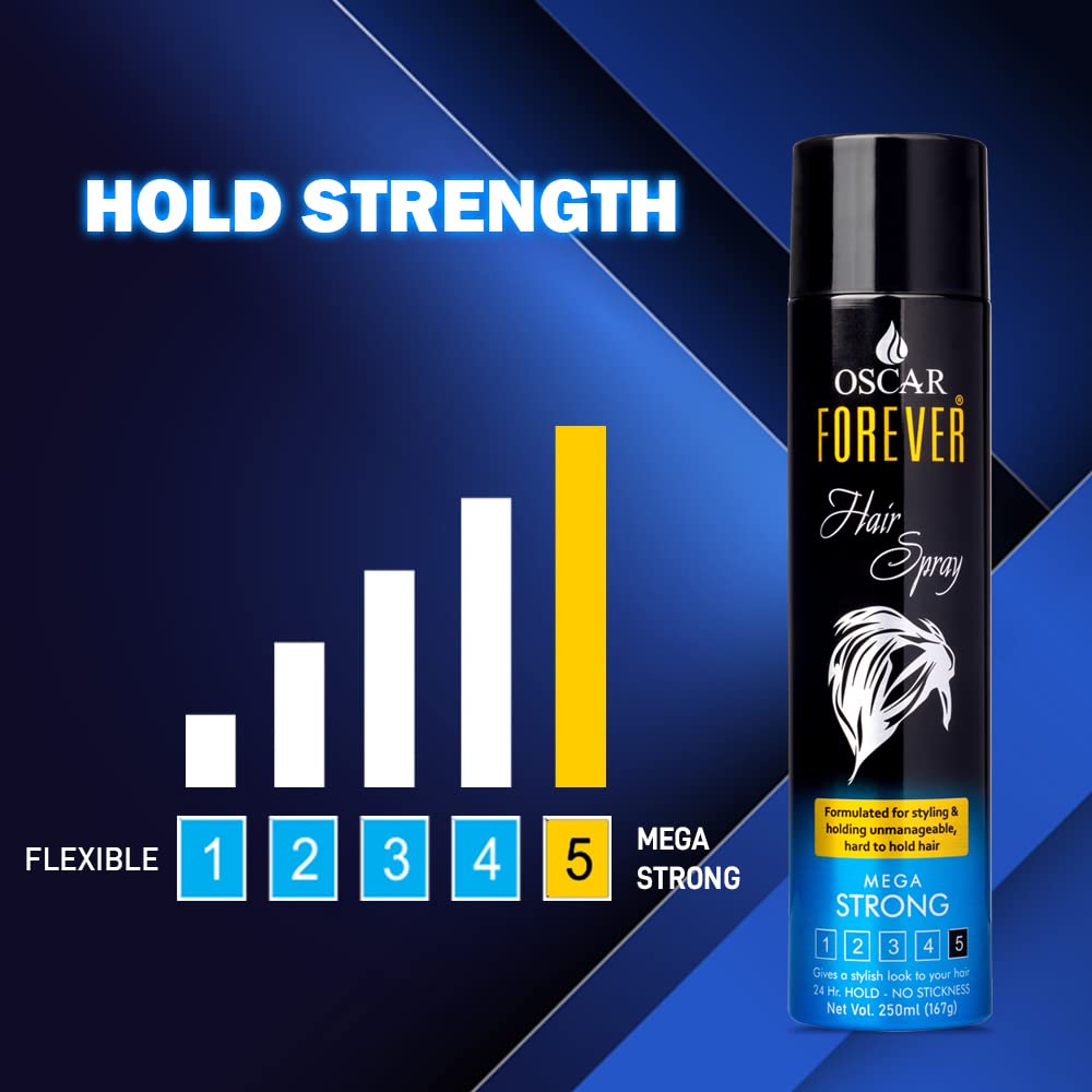 Oscar Forever Hair Spray - Strong Hold Styling Hairspray with Nourishing Formula for Men & Women (250ml) - Perfect for Daily Use, Parties, Weddings & Professional Styling