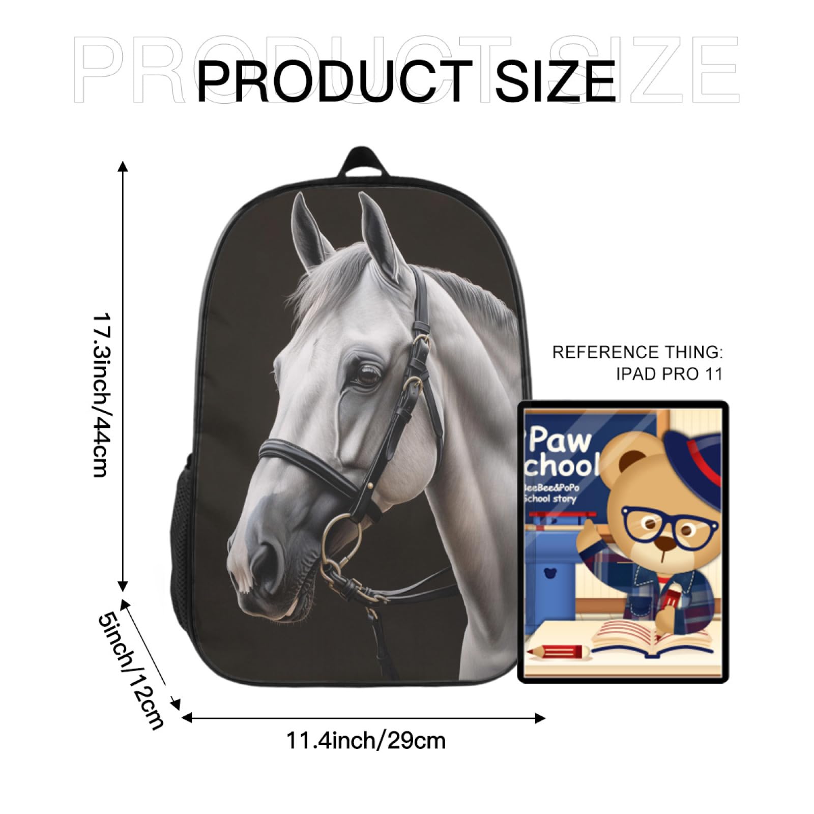 Stylish White Horse Backpack - Lightweight Adjustable Unisex Travel Backpack for Men & Women - Large Capacity Laptop Bag for Business, Office, School & Outdoor Activities - Perfect for Commuting, Hiking & Daily Use