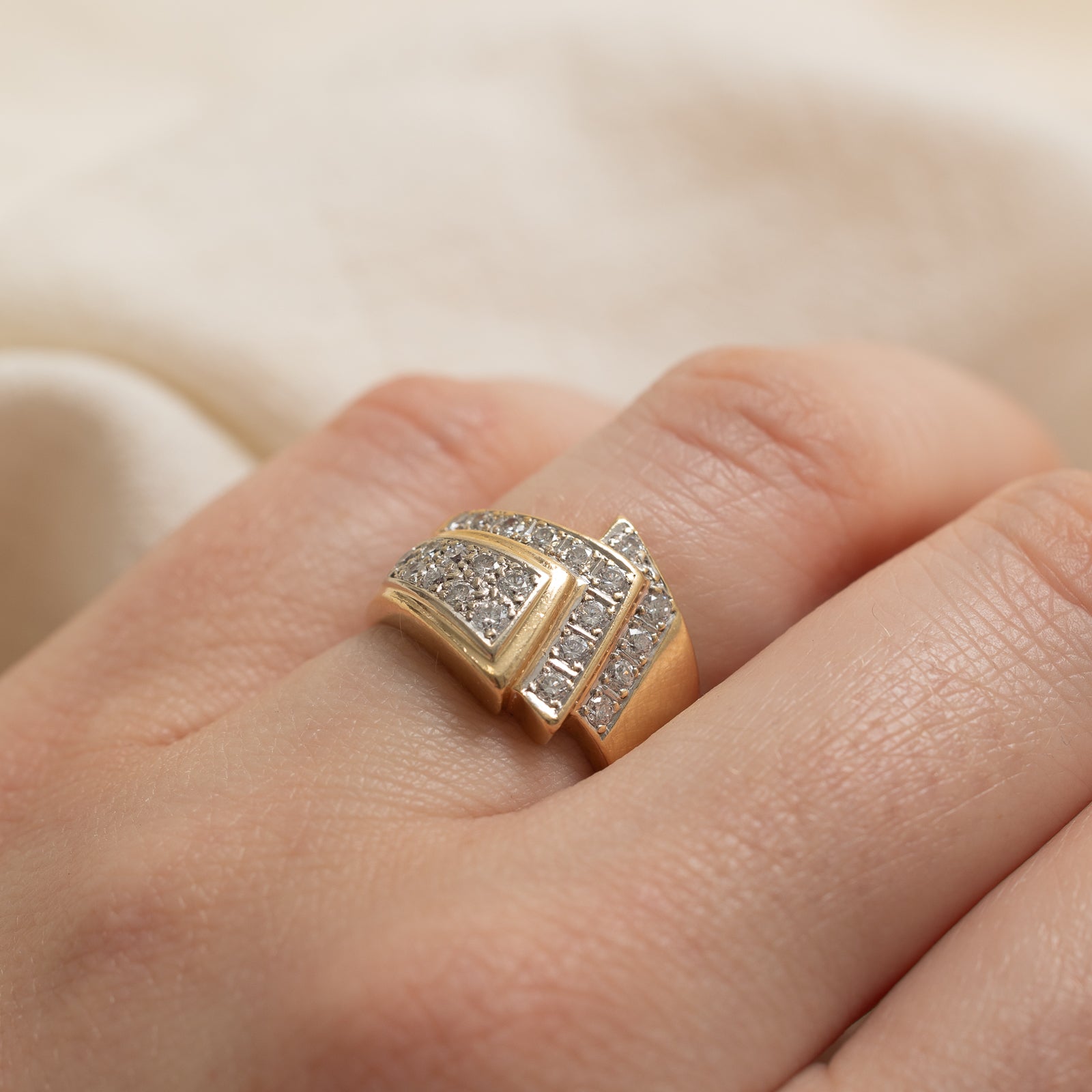 0.41ctw Diamond Abstract Cocktail Ring - Size 5.25 - Elegant Statement Jewelry for Parties, Weddings & Special Occasions