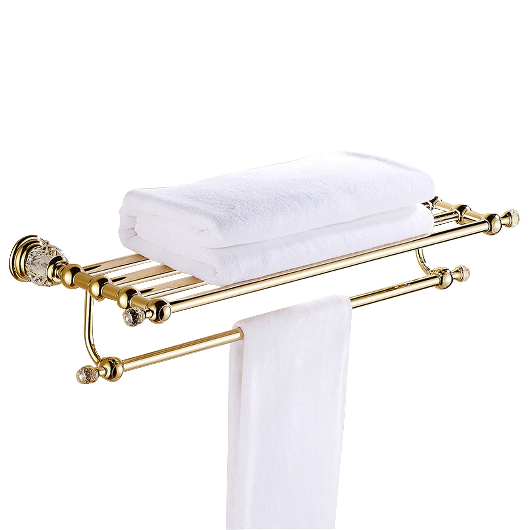 MOYOKOY Gold Crystal Inlaid Bath Towel Holder - Stainless Steel Towel Rack for Bathroom - Elegant & Durable Bathroom Accessory for Spa, Hotel, or Home Decor