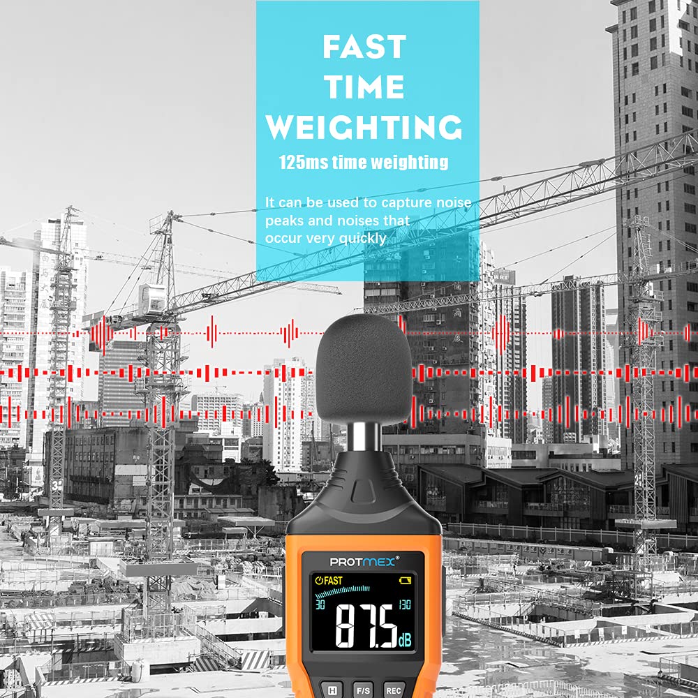 Protmex PT622A Digital Sound Level Meter - 30-130 dB Decibel Reader with Large LCD Display, ±1.5dB Accuracy, Fast/Slow Mode Selection - Perfect for Home, Workplace, and Industrial Noise Measurement