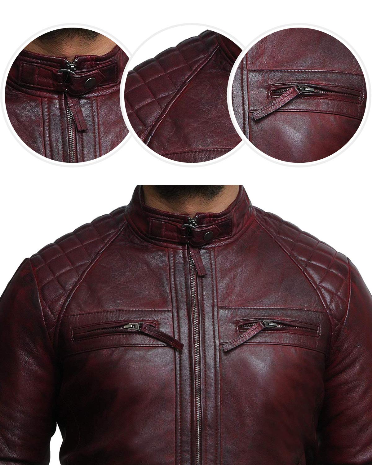 BRANDSLOCK Men's Genuine Lamb Skin Leather Jacket - Motorcycle Biker Jacket for Men, Stylish & Durable Riding Gear for Casual Wear & Outdoor Adventures