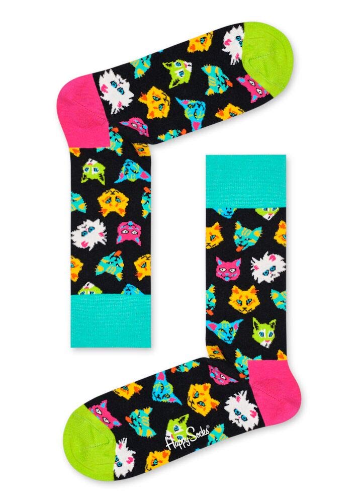 Happy Socks 2-Pack Cat Socks - Colorful Cotton Socks for Men & Women - Perfect for Gifts & Casual Wear