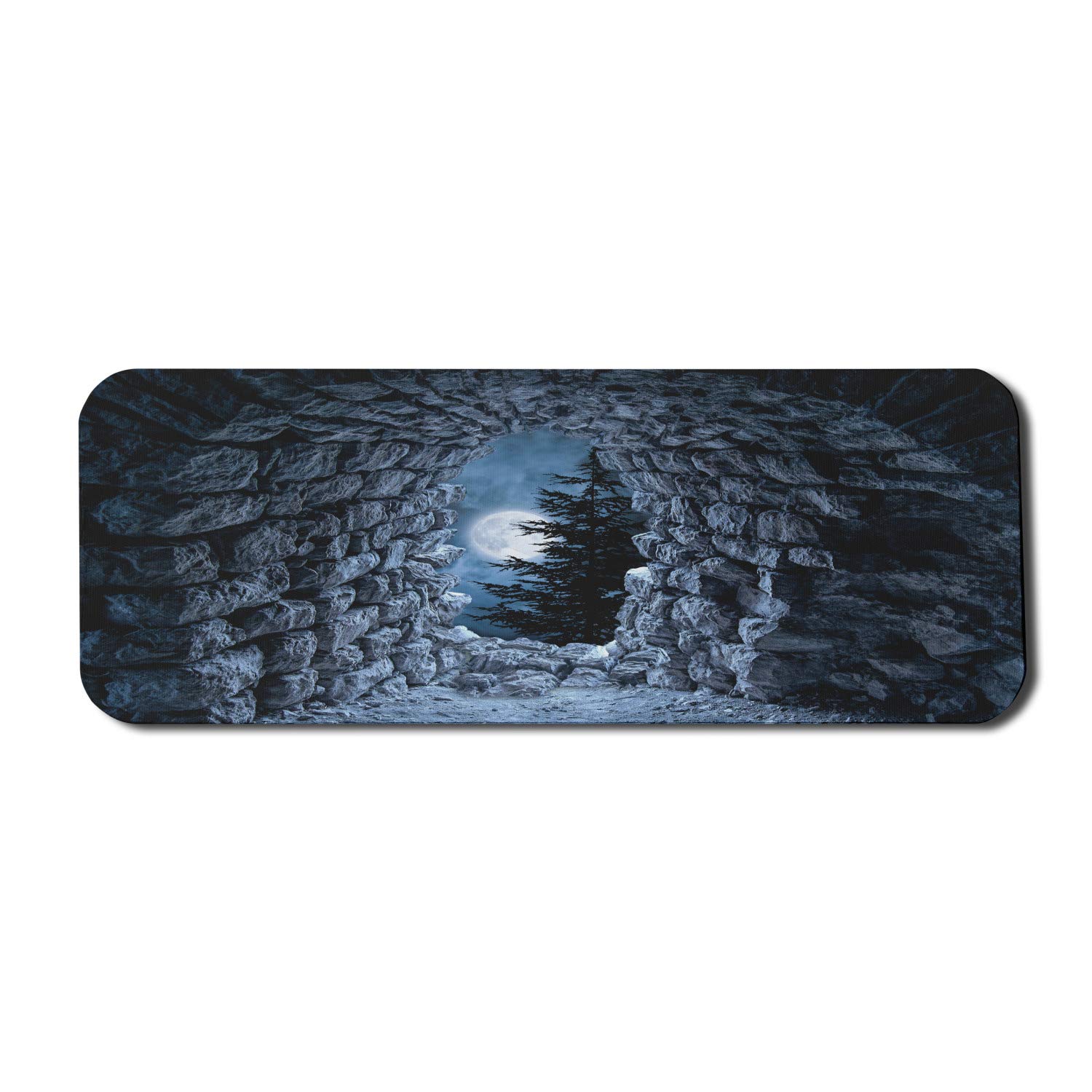 Ambesonne Gothic Computer Mouse Pad - Dark Cave Full Moon Night Horror Medieval Art Print, Non-Slip Rubber Gaming Mousepad (31