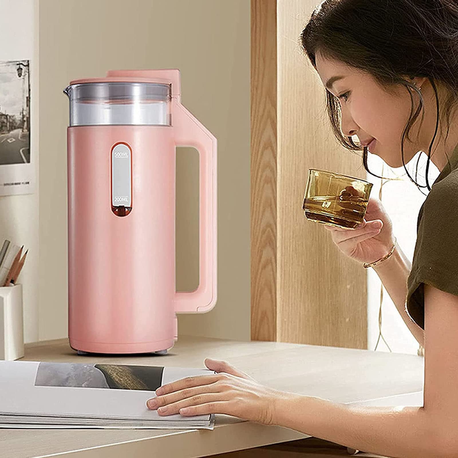 Mini Soybean Milk Maker - Multifunction Automatic Soy Milk Machine for Home, Quiet Heating Grain Rice Paste & Fruit Juice Cooking - Perfect for Breakfast, Healthy Snacks & Family Drinks