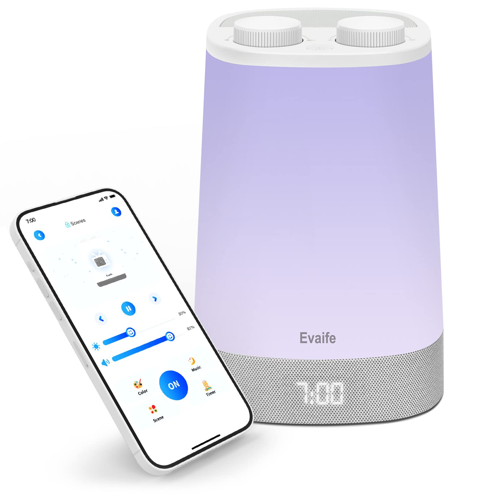 Evaife White Noise Machine for Baby Sleep - 17 Soothing Sounds & Night Light, Toddler Sleep Trainer with Timer, Alarm Clock, App Control - Perfect for Nursery, Bedtime & Relaxation