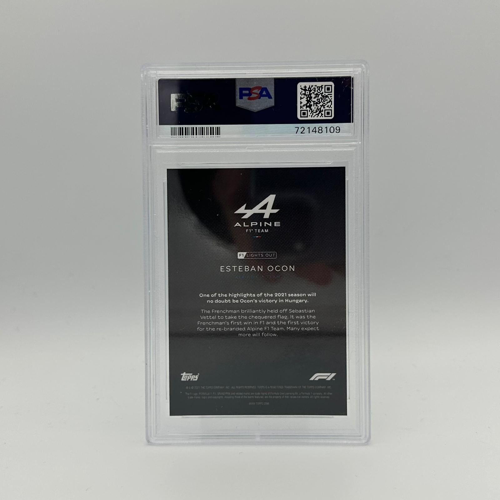 PSA 10 Graded 55/99 Esteban Ocon Formula 1 Driver Blue Parallel Card - Perfect for F1 Collectors and Racing Fans Display