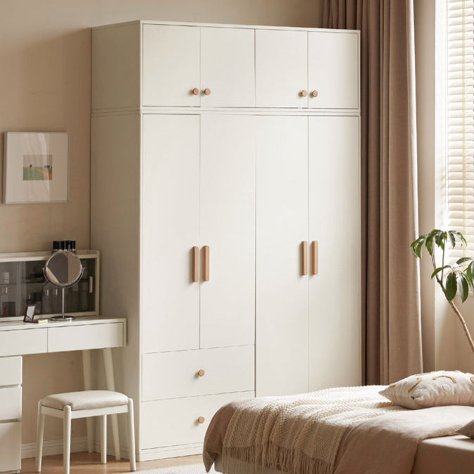 Pine Solid Wood Wardrobe - Cream Style Modern Closet for Bedroom, Living Room & Office Storage