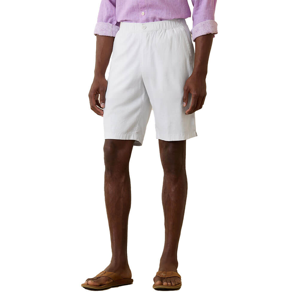 Tommy Bahama Men's 10 Inch Linen Shorts - White | Breathable Summer Casual Shorts for Beach, Vacation & Outdoor Activities