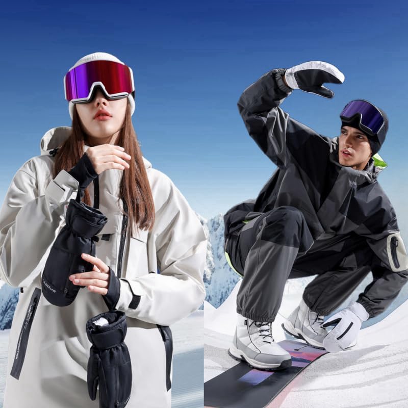Waterproof Ski Gloves for Women & Men - Winter Snow Mittens with Hand Warmer Pockets for Cold Weather - Perfect for Skiing, Snowboarding & Outdoor Winter Activities