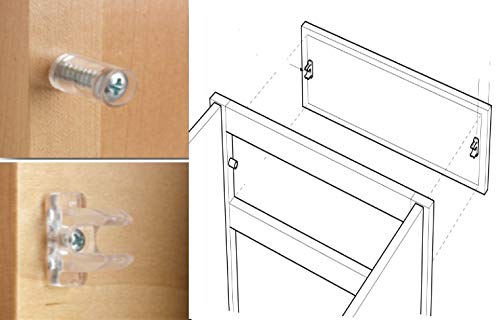 Sink Tip-Out Snap-in False Drawer Front Clips Kit - Complete Set with 2 Dowels, 2 Clips & All Hardware (1 Pack) - Perfect for Kitchen Cabinet Organization & DIY Home Improvement Projects