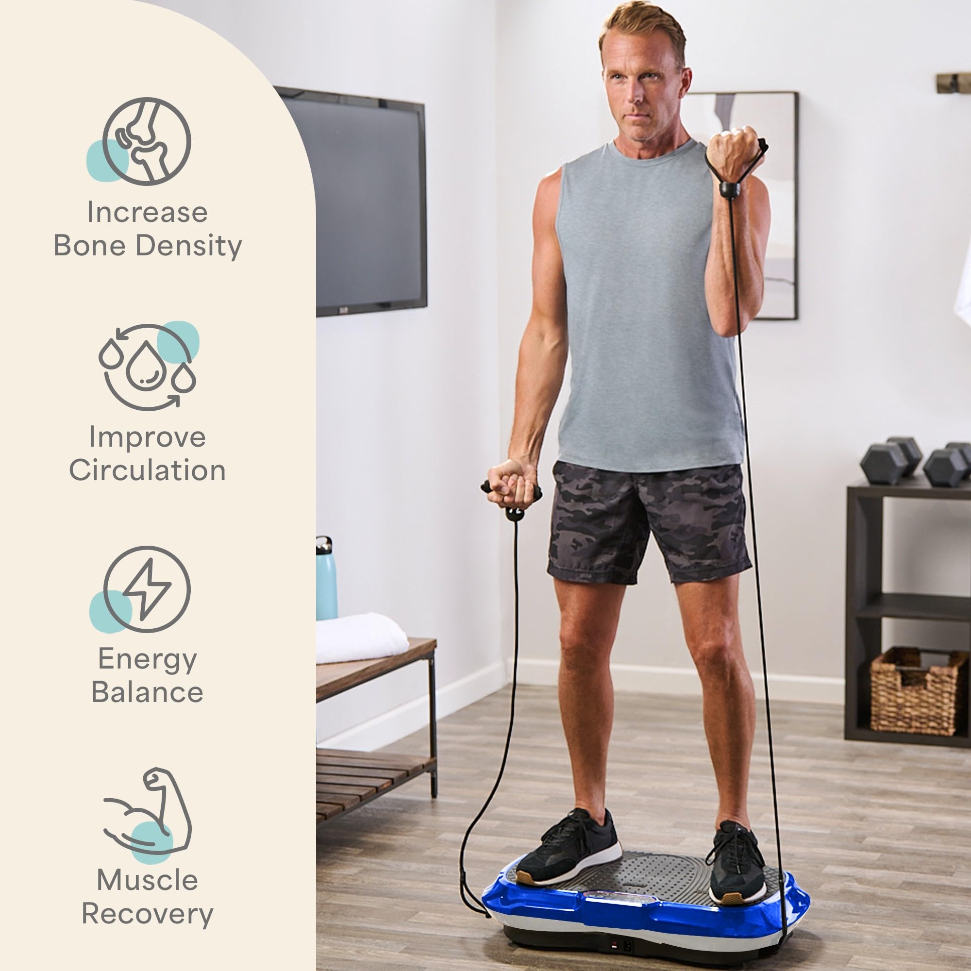 Lifepro Waver Vibration Plate Exercise Machine - Powerful Whole Body Vibration Platform for Muscle Activation, Strength Training & Fat Burning | Includes Resistance Bands | Home Gym Equipment for Weight Loss & Toning | Perfect for Home Workouts & Recovery