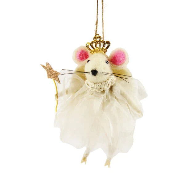 Angel Mouse Ornament - Handmade Christmas Tree Decorations, Cute Holiday Home Decor for Xmas, Gifts for Friends & Family | Perfect for Tree Toppers, Mantel Displays & Festive Party Decorations